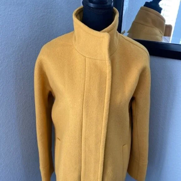 J.CREW Ochre Mustard Yellow Wool Blend City Coat Jacket Sz 4 - Picture 7 of 15